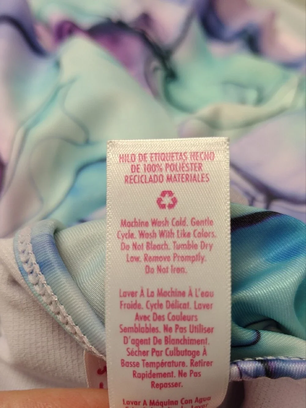 Justice Lilac Pink and Teal Swim Top with Watercolor Trim
